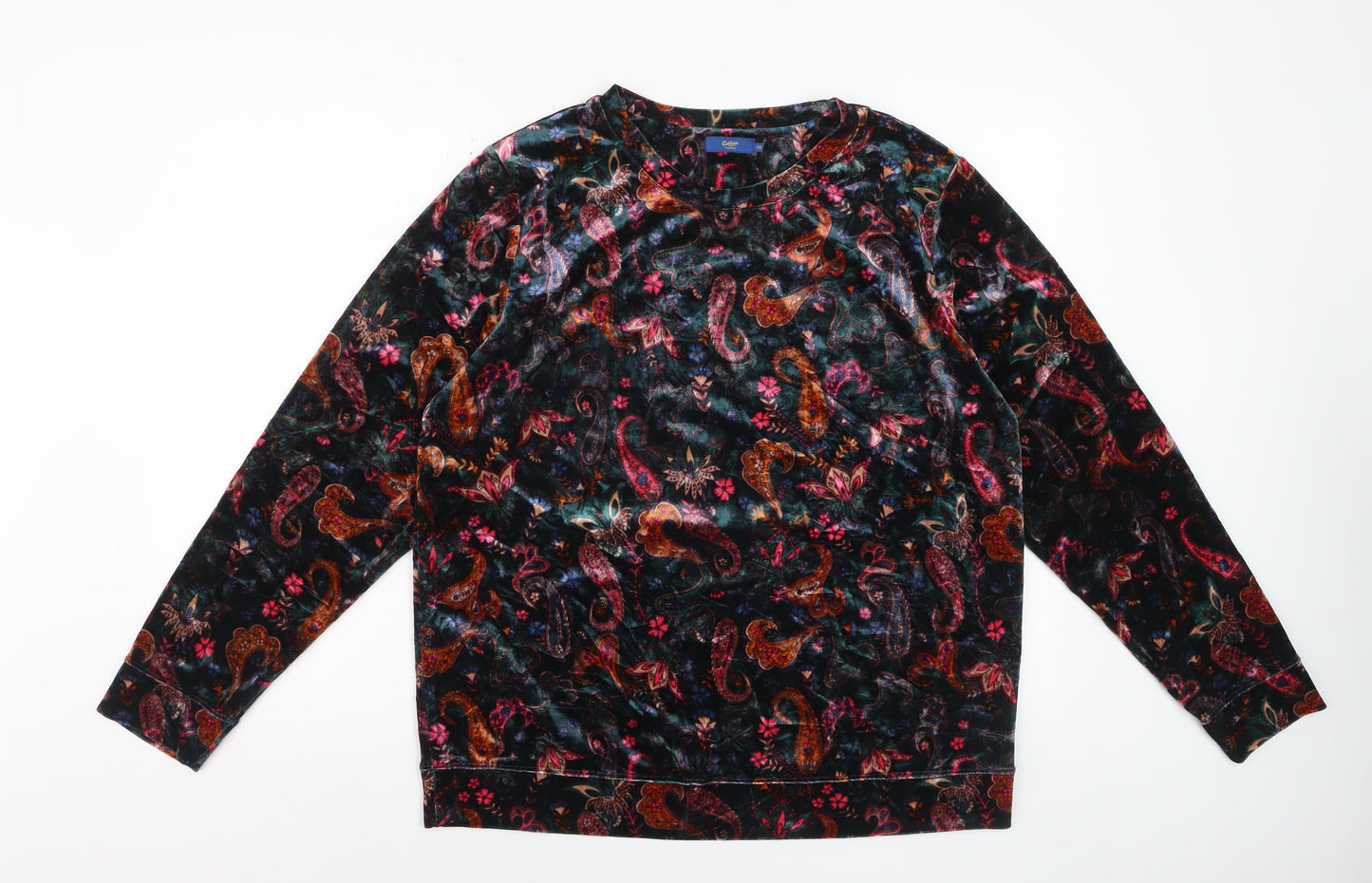 Cotton Traders Women’s Multicoloured Paisley Velvet Pullover Sweatshirt UK 16