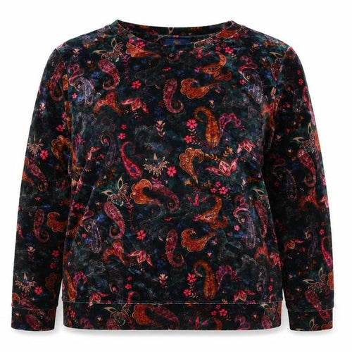 Cotton Traders Women’s Multicoloured Paisley Velvet Pullover Sweatshirt UK 16