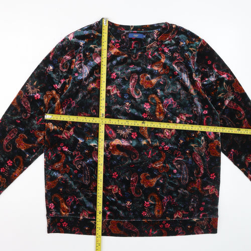 Cotton Traders Women’s Multicoloured Paisley Velvet Pullover Sweatshirt UK 16