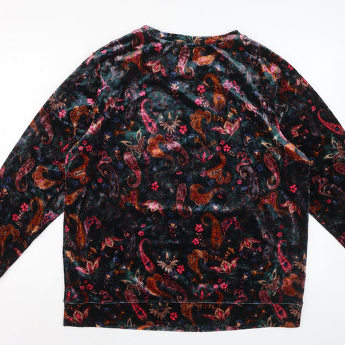 Cotton Traders Women’s Multicoloured Paisley Velvet Pullover Sweatshirt UK 16