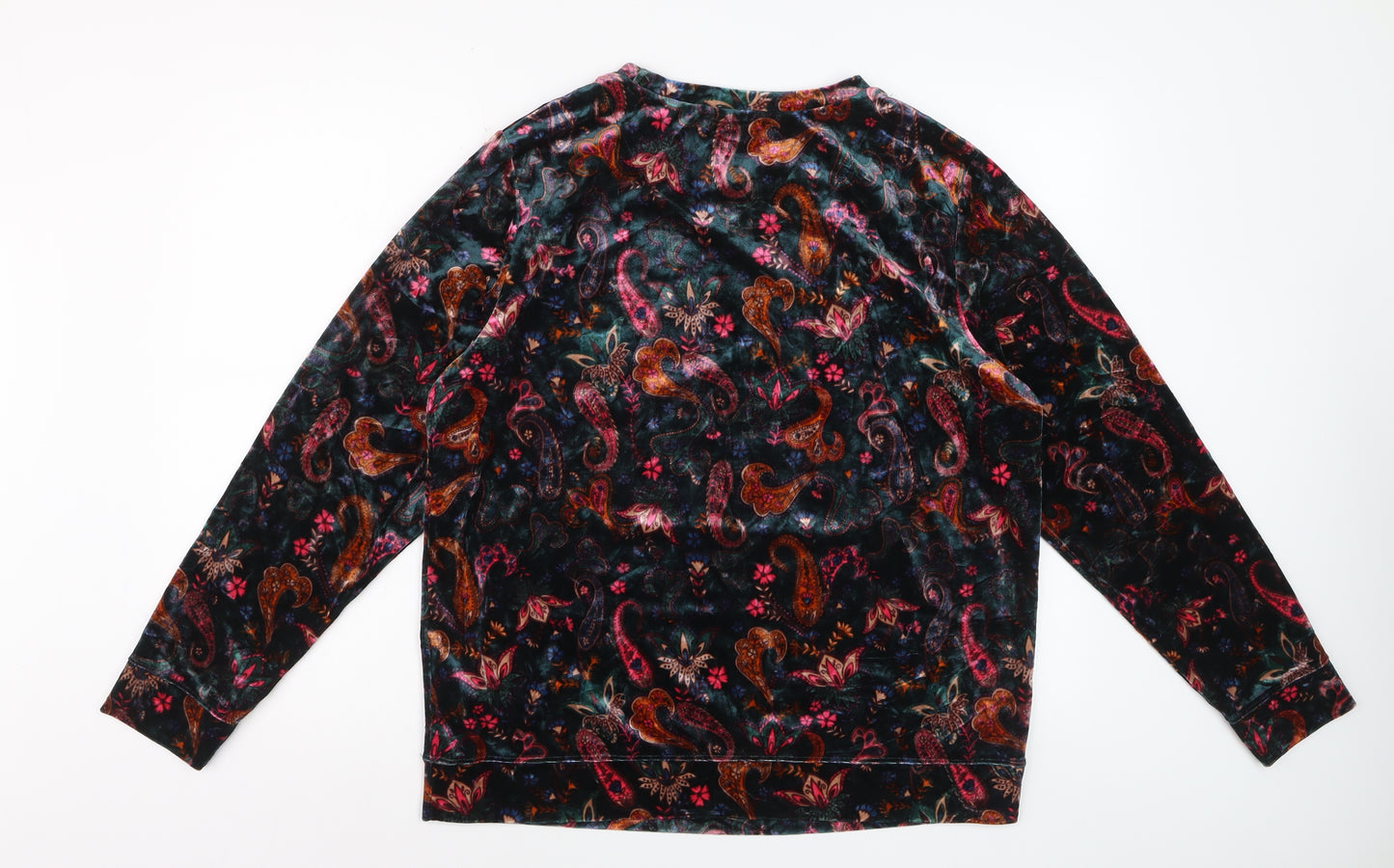 Cotton Traders Women’s Multicoloured Paisley Velvet Pullover Sweatshirt UK 16