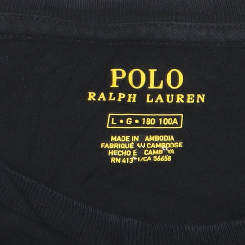 Ralph Lauren Men's Black Cotton Crew Neck Short Sleeve T-Shirt L