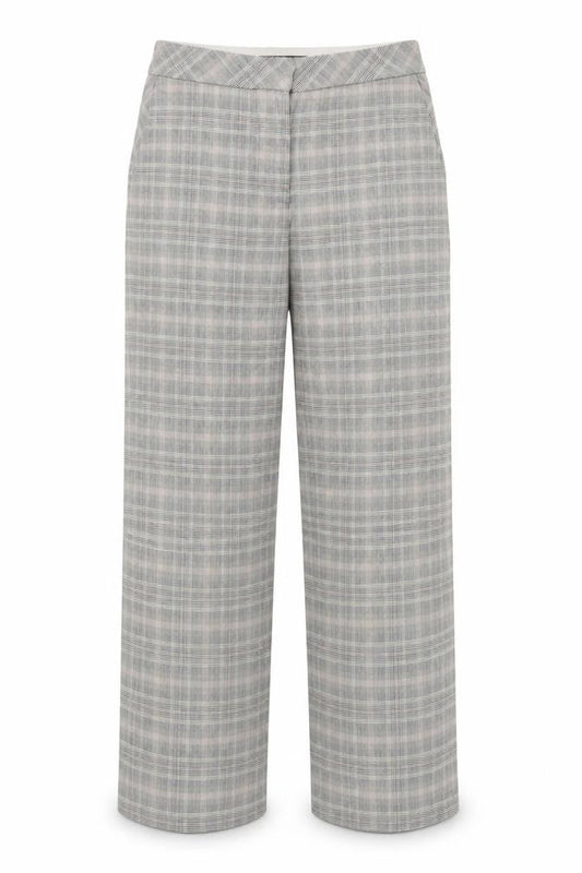 Front view of Next Women Grey Checked Wide-Leg Trousers, size 10R