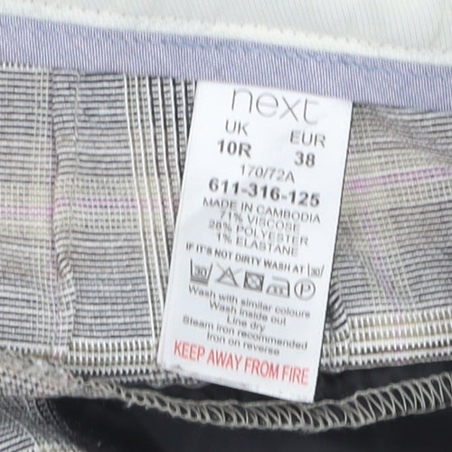 Next Women Grey Checked Wide-Leg Trousers Size 10R