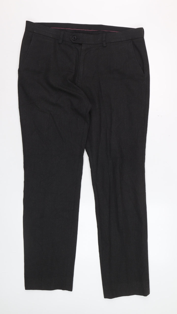 Next Men's Black 34x31 Regular Fit Dress Trousers