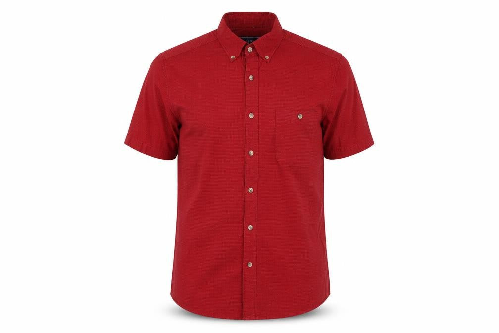 Topman Men's Red Classic Fit Short Sleeve Cotton Button-Up Shirt Size S
