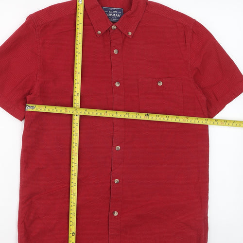Topman Men's Red Classic Fit Short Sleeve Cotton Button-Up Shirt Size S