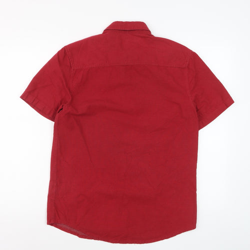 Topman Men's Red Classic Fit Short Sleeve Cotton Button-Up Shirt Size S