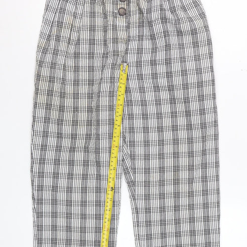 Topshop Women’s Black Check Trousers Size 6 High Waist Cropped