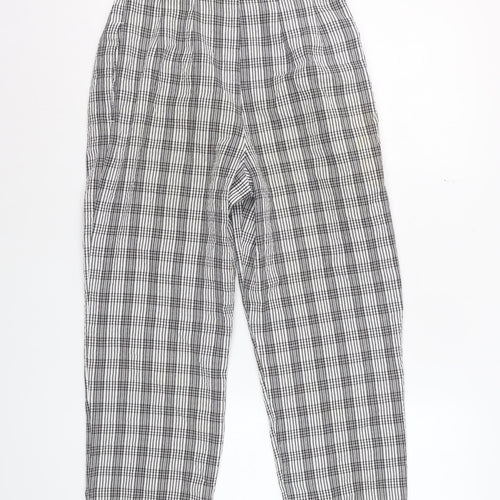 Topshop Women’s Black Check Trousers Size 6 High Waist Cropped