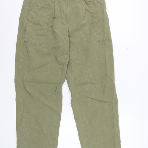 Marks and Spencer Per Una Women's Green Linen Blend Chino Trousers Size 6
