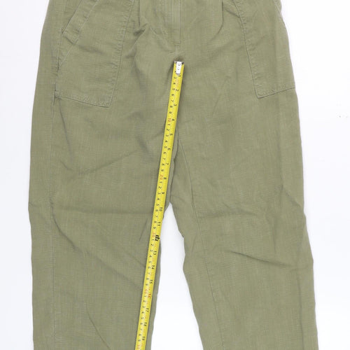 Marks and Spencer Per Una Women's Green Linen Blend Chino Trousers Size 6