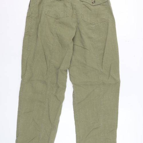 Marks and Spencer Per Una Women's Green Linen Blend Chino Trousers Size 6