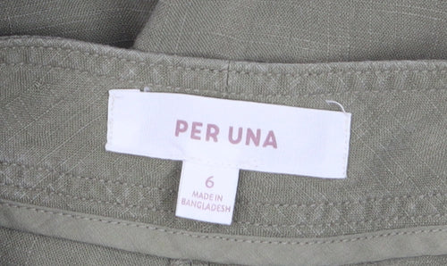Marks and Spencer Per Una Women's Green Linen Blend Chino Trousers Size 6