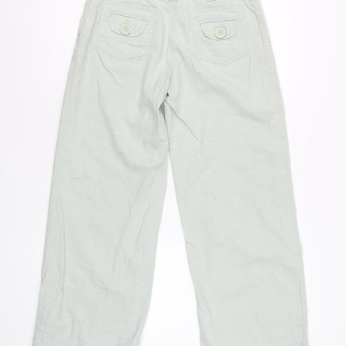 Next Petite Women’s Light Green Linen Blend Wide-Leg Trousers Size 8