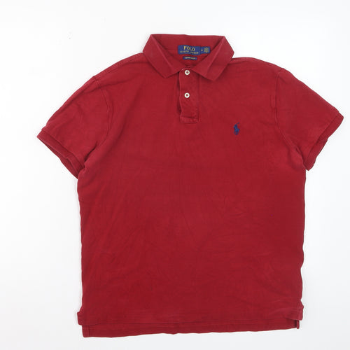 Ralph Lauren Men's Red Slim Fit Cotton Polo Shirt M
