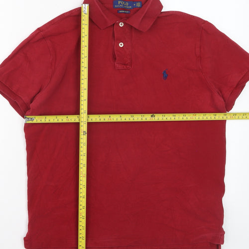 Ralph Lauren Men's Red Slim Fit Cotton Polo Shirt M
