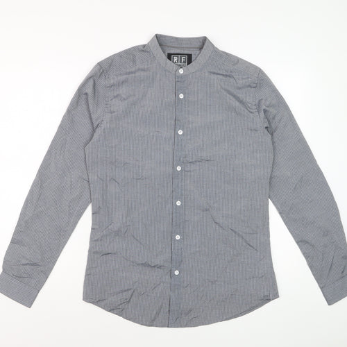 Retro Fire Men's Grey Collared Long Sleeve Formal Shirt Size S
