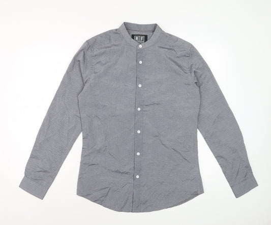 Retro Fire Men's Grey Collared Long Sleeve Formal Shirt Size S