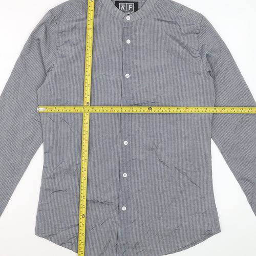 Retro Fire Men's Grey Collared Long Sleeve Formal Shirt Size S