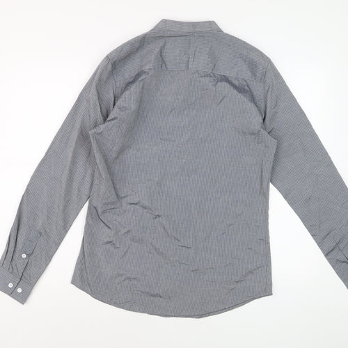Retro Fire Men's Grey Collared Long Sleeve Formal Shirt Size S