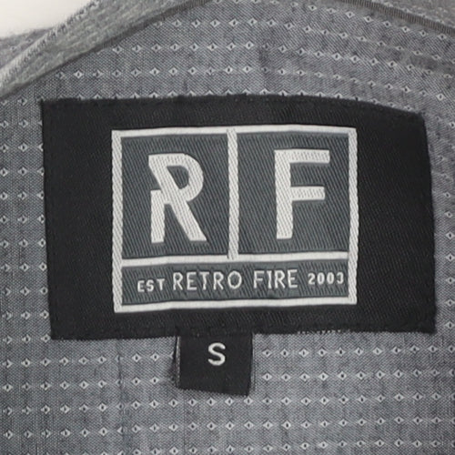 Retro Fire Men's Grey Collared Long Sleeve Formal Shirt Size S