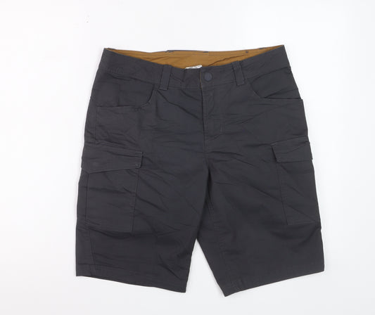 Decathlon Men's Black Cargo Shorts S Regular Fit Cotton Blend