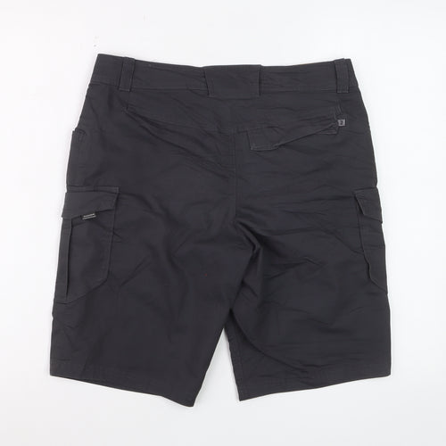 Decathlon Men's Black Cargo Shorts S Regular Fit Cotton Blend