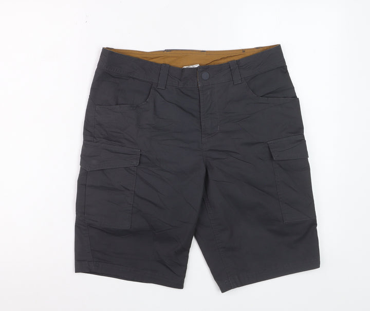 Decathlon Men's Black Cargo Shorts Size S Regular Fit Cotton Blend