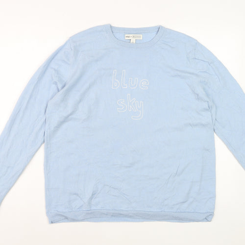 Marks and Spencer Women’s Blue Crew Neck Cotton Jumper L