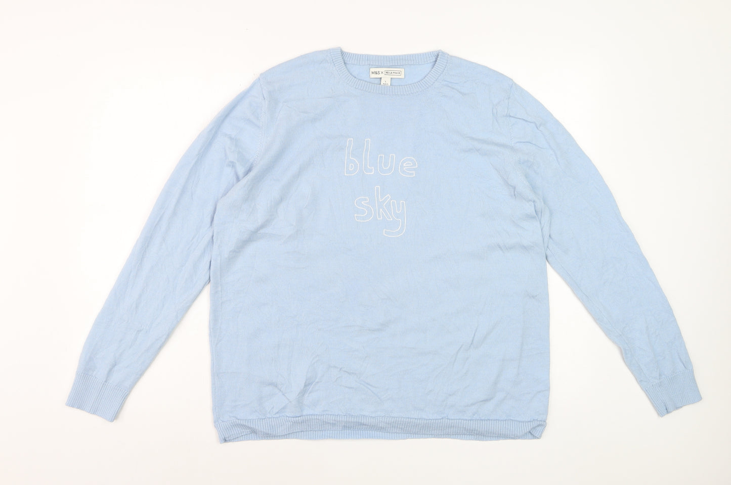 Marks and Spencer Women’s Blue Crew Neck Cotton Jumper L