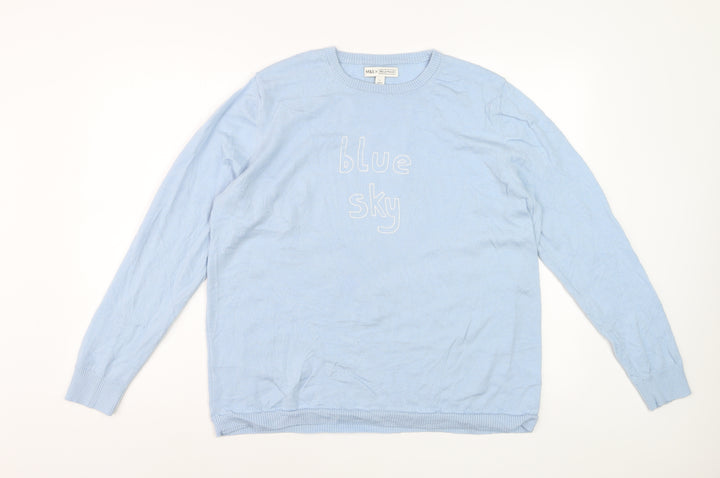 Marks and Spencer Women’s Blue Crew Neck Cotton Jumper L