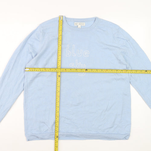 Marks and Spencer Women’s Blue Crew Neck Cotton Jumper L