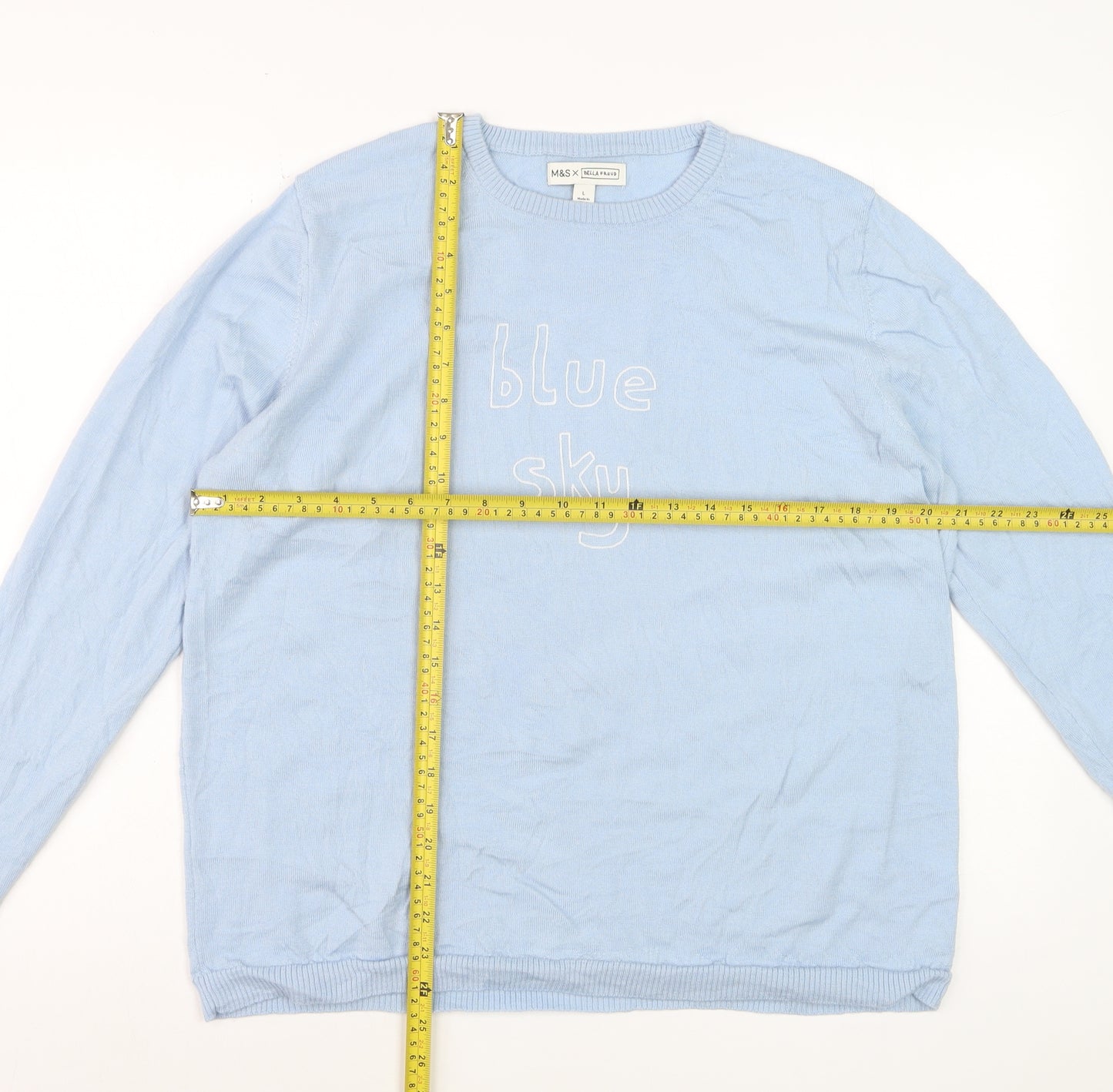 Marks and Spencer Women’s Blue Crew Neck Cotton Jumper L
