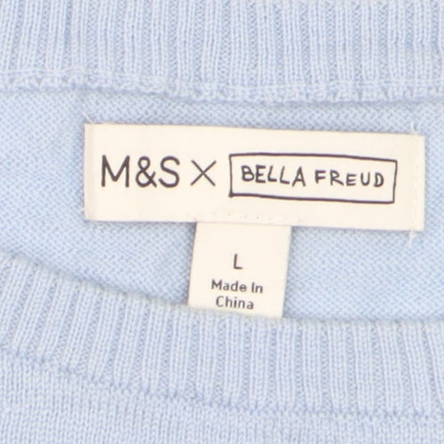 Marks and Spencer Women’s Blue Crew Neck Cotton Jumper L