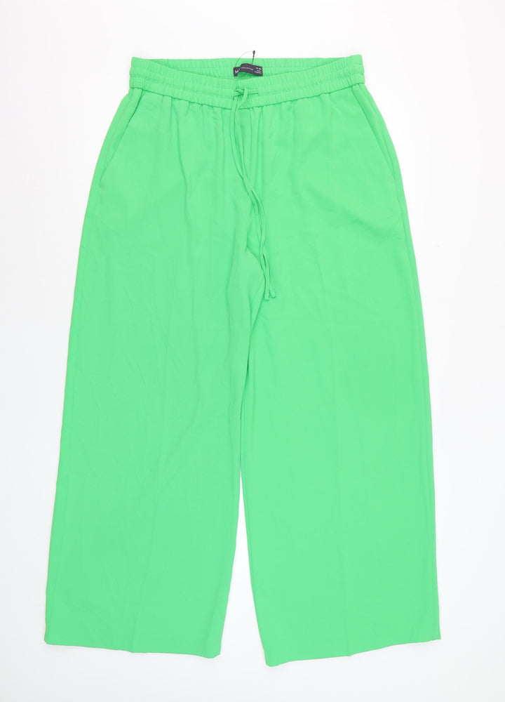 Marks and Spencer Women’s Green Wide-Leg Trousers Size 14 Short
