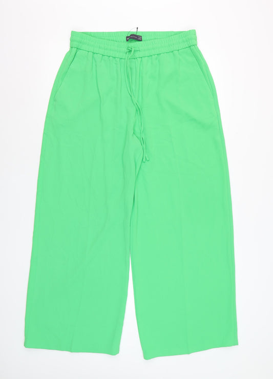 Marks and Spencer Women’s Green Wide-Leg Trousers Size 14 Short