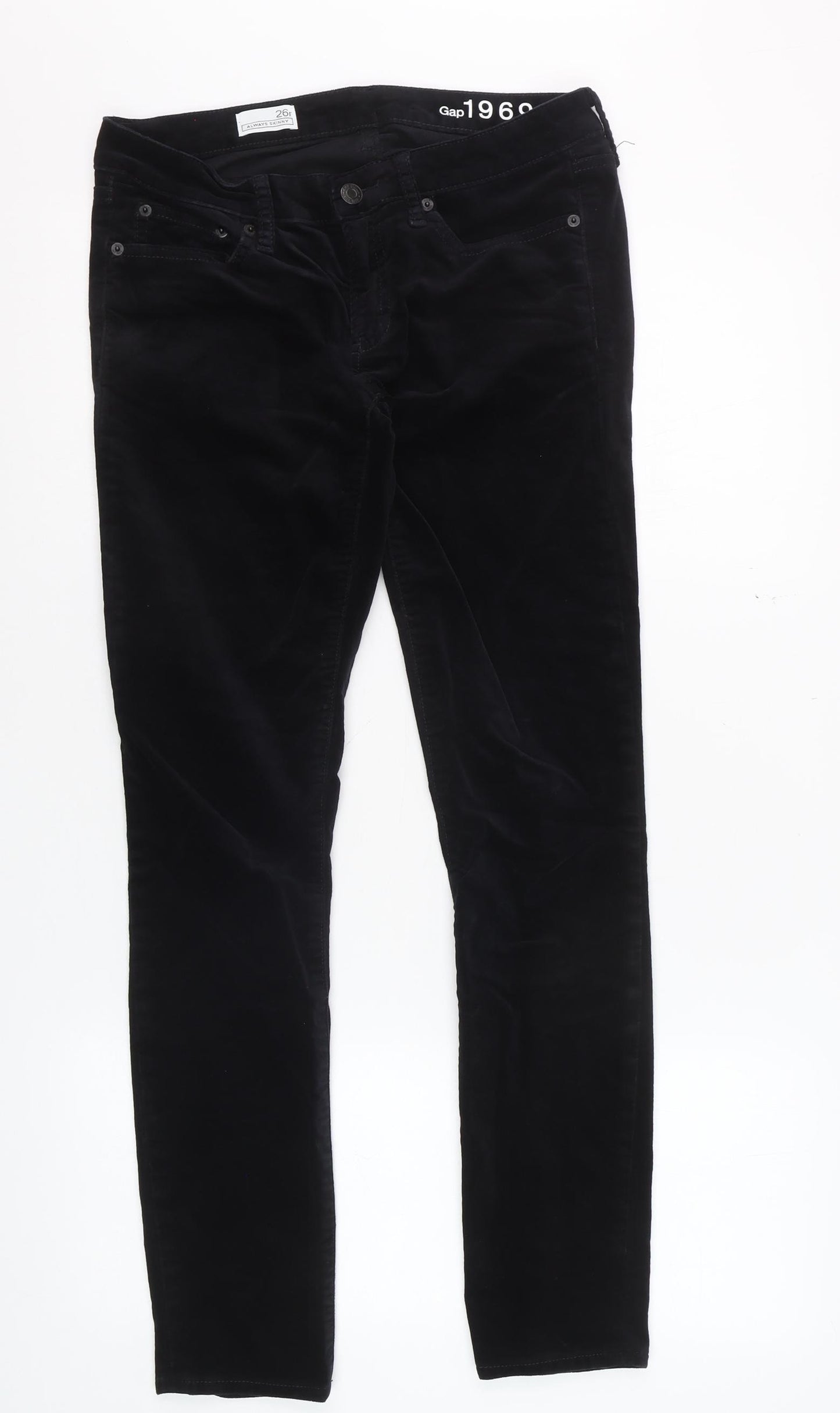 Gap 1969 Women Black Corduroy Always Skinny Trousers Size 26R