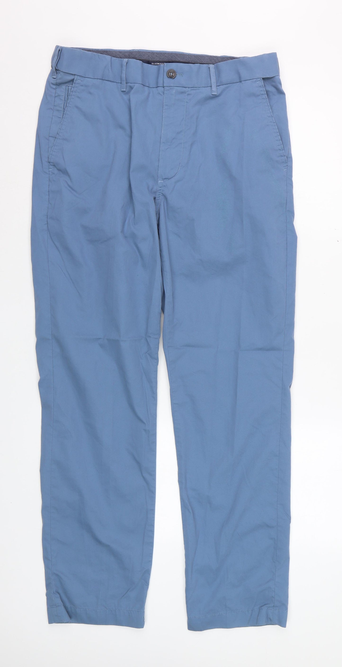 Marks and Spencer Men's Blue Chino Trousers 32W 31L Cotton Blend