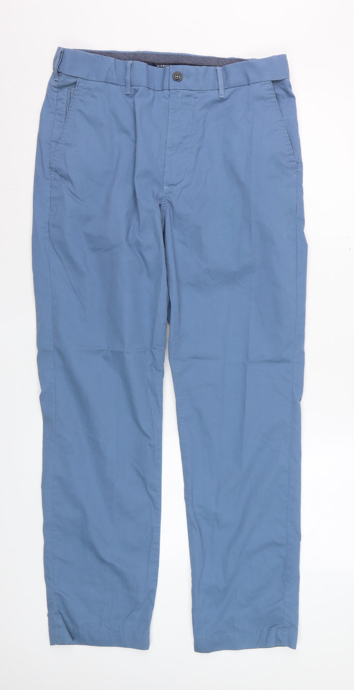 Marks and Spencer Men's Blue Chino Trousers 32W 31L Cotton Blend