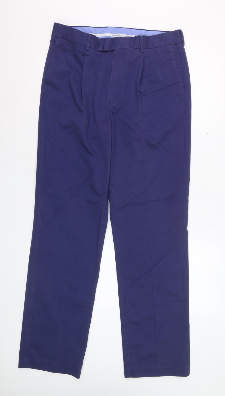 Charles Tyrwhitt Men's Blue Classic Fit Chino Trousers 32W 32L