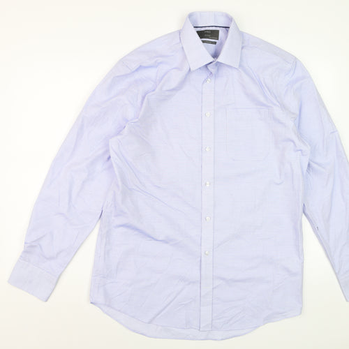 Marks and Spencer Men's Blue Regular Fit Pure Cotton Non-Iron Dress Shirt 15.5”
