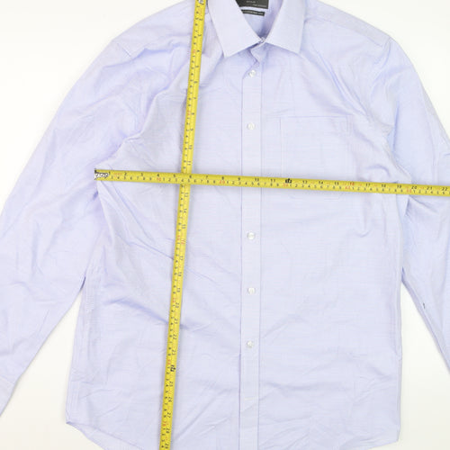 Marks and Spencer Men's Blue Regular Fit Pure Cotton Non-Iron Dress Shirt 15.5”