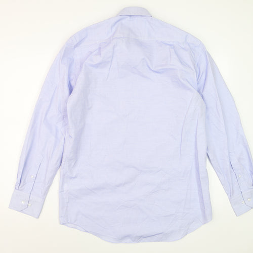 Marks and Spencer Men's Blue Regular Fit Pure Cotton Non-Iron Dress Shirt 15.5”
