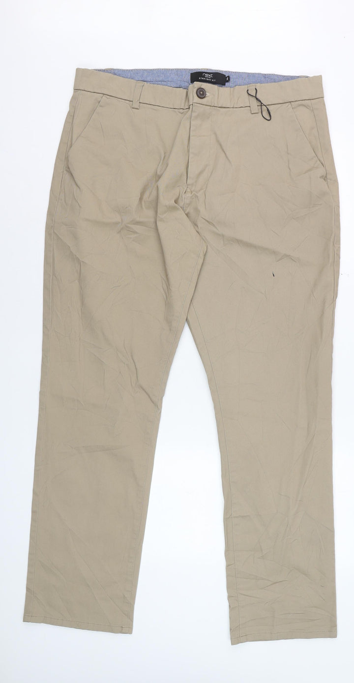 Next Men Beige Chino Straight Leg Trousers 38in Waist 33in Leg