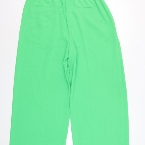 Marks and Spencer Womens Green Wide-Leg Cropped Trousers Size 14