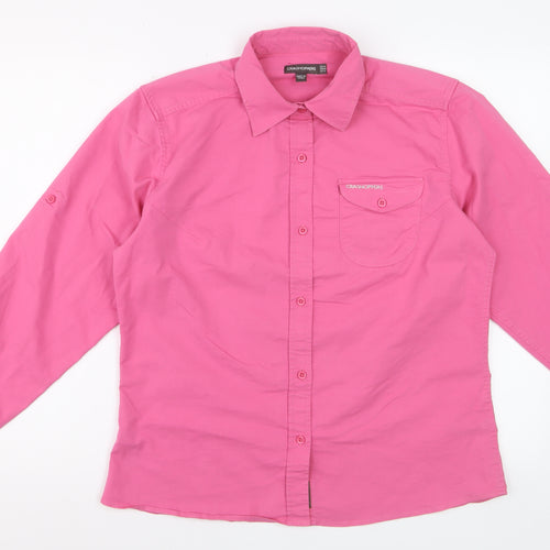 Craghoppers Women Pink Long Sleeve Button-Up Shirt Size 14