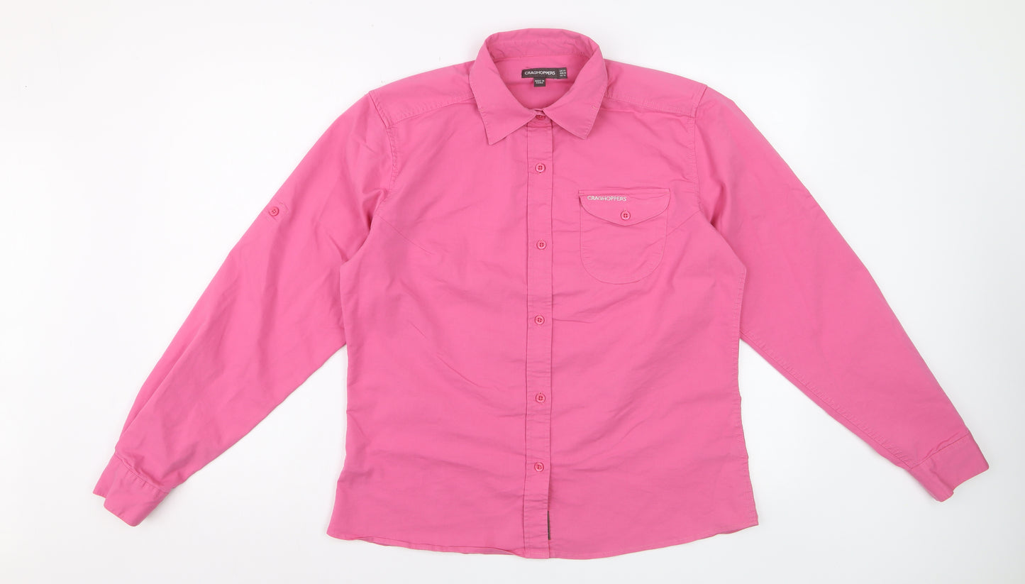 Craghoppers Women Pink Long Sleeve Button-Up Shirt Size 14