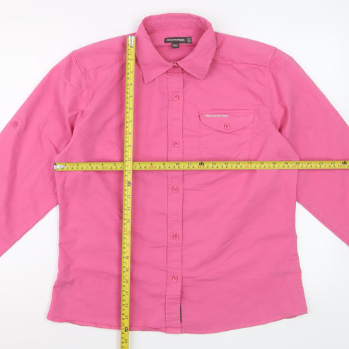 Craghoppers Women Pink Long Sleeve Button-Up Shirt Size 14