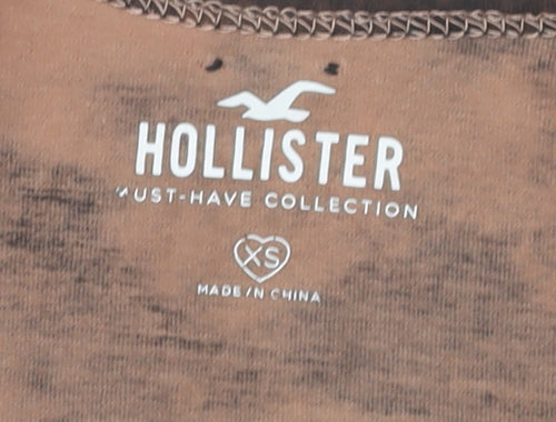 Hollister Women's Brown Tie-Dye Cropped Tank Top XS